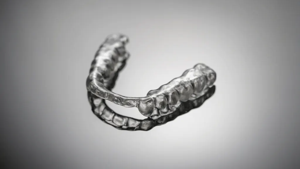 Placa de bruxismo transparente, dispositivo odontológico usado para proteger os dentes do desgaste